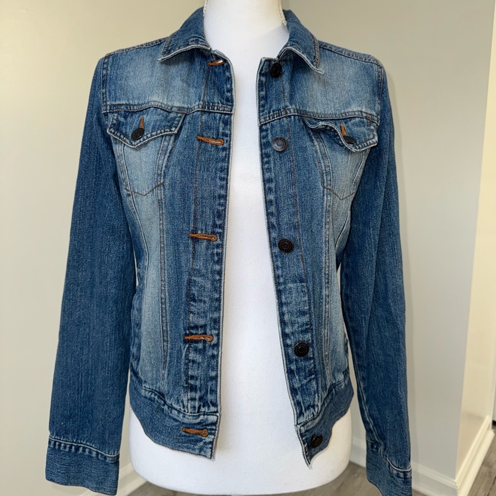 Hollister Co. Denim Jacket Junior Medium Blue Jean Button Front Y2K Vintage 2000